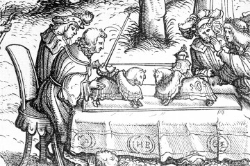 In dem um 1515 entstandenen "Weisskunig" ist ein Miniatur-Ritterturnier dargestellt, ein sogenanntens "Festanzogenrennen". Ähnlich kann man sich das Spiel mit dem keramischen Pferdchen vom "Alten Schloss" in Kleinwallstadt vorstellen.