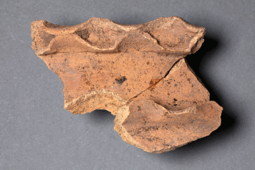 Fragment eines Blumentopfes von der Burg Bartenstein, 15. Jh., Fd.-Nr. 2096, H. 5,0 cm Br. 7,0 cm
