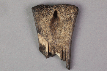 Kamm aus Knochen vom Gotthardsberg, Unterfranken, 11. Jahrhundert, Fd.-Nr. 0580, H. 4,59 cm, Br. 3,25 cm