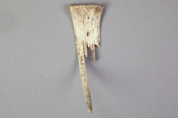 Kamm aus Knochen vom Gotthardsberg, Unterfranken, 11. Jahrhundert, Fd.-Nr. 0593a, H. 4,01 cm, Br. 2,78 cm