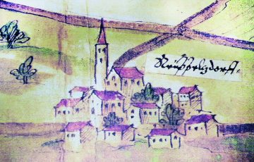 Die älteste Darstellung von Reupelsdorf stammt von 1616 aus einer Karte, auf der ein Streit um den Klosterwald dokumentiert wurde.